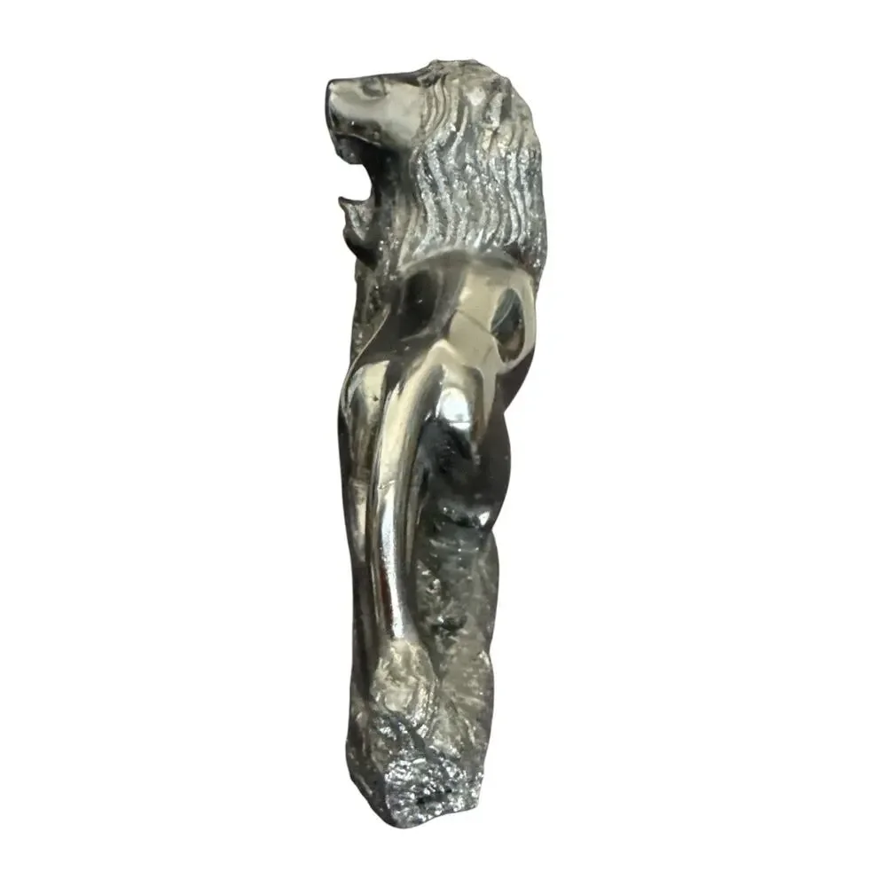 Rare Vintage Hand Carved Anthracite Coal Vietnamese Lion Figurine